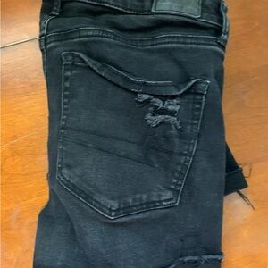 Women's Black Distressed Jean Shorts